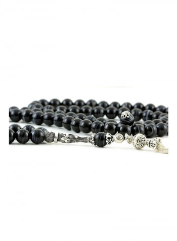 Onyx Prayer Beads (99 Beads) with Sterling Silver components