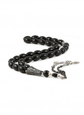 Onyx Prayer Beads With Sterling Silver Components