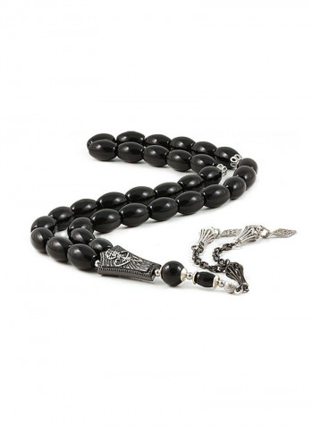 Onyx Prayer Beads With Sterling Silver Components