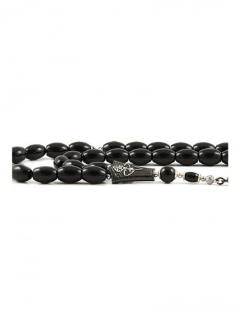 Onyx Prayer Beads With Sterling Silver Components