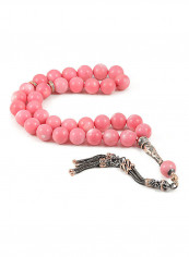 Pink Coral Prayer Beads with Sterling Silver components