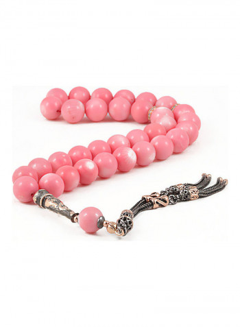 Pink Coral Prayer Beads with Sterling Silver components