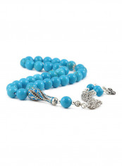 Turquoise Prayer Beads With Sterling Silver Components