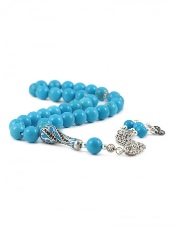 Turquoise Prayer Beads With Sterling Silver Components