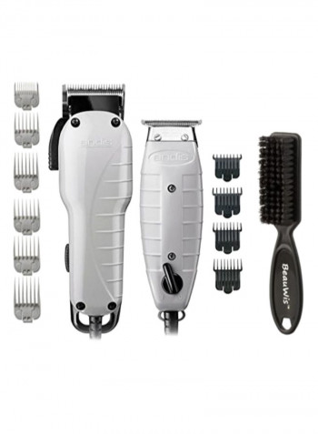 13-Piece Adjustable Clipper Blade Combo Kit Black/Silver