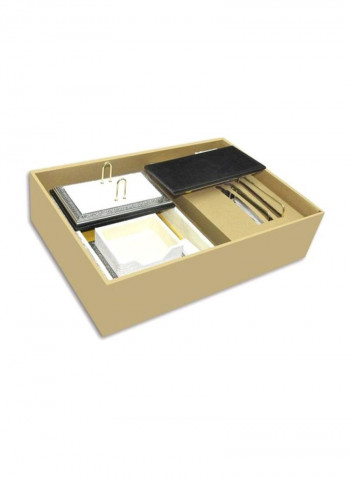 8-Piece PU Desk Set Gold/White/Black