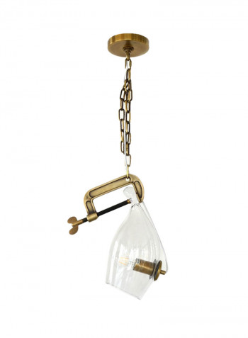 Modern Glass Pendant Light Clear/Gold 17x30centimeter