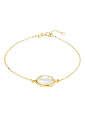 18 Karat Gold Mother Of Pearl Single Stone Bracelet