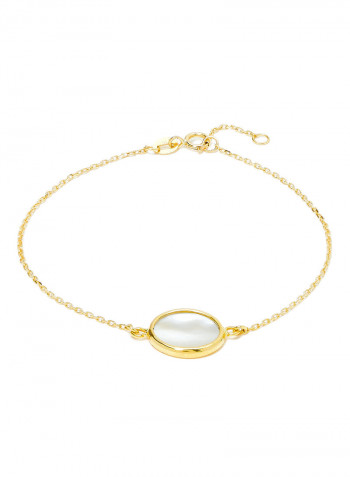 18 Karat Gold Mother Of Pearl Single Stone Bracelet