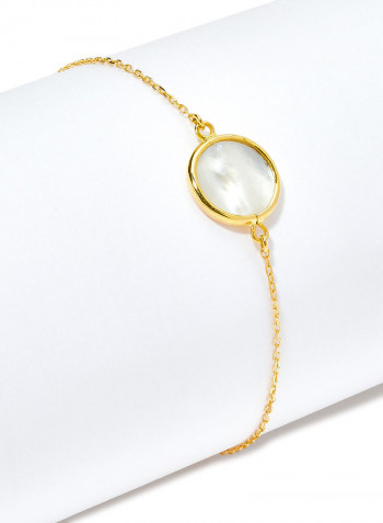 18 Karat Gold Mother Of Pearl Single Stone Bracelet
