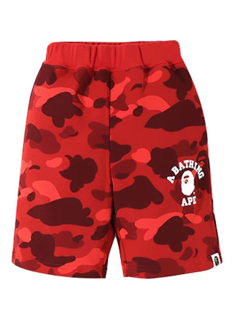 College Sweat Beach Shorts Color Camo Rouge