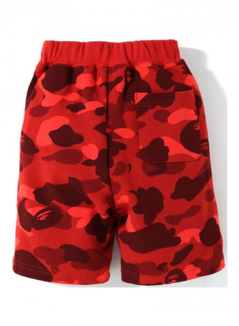 College Sweat Beach Shorts Color Camo Rouge