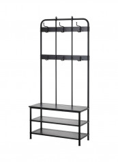 Pinnig Coat Rack With Shoe Storage Bench Black 37x193x90centimeter