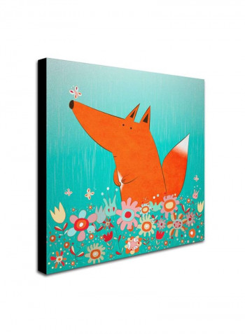 Fox In Flowers Canvas Wall Art Multicolour 35 x 35inch