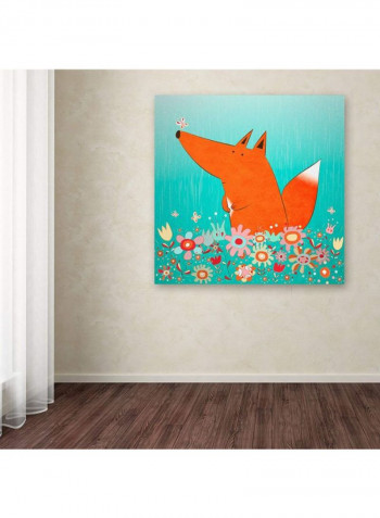 Fox In Flowers Canvas Wall Art Multicolour 35 x 35inch
