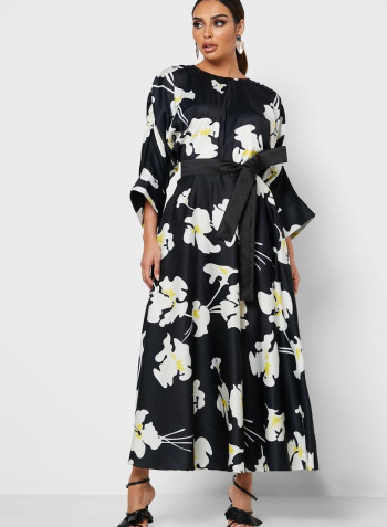 Printed Long Sleeve Maxi Dress Multicolour