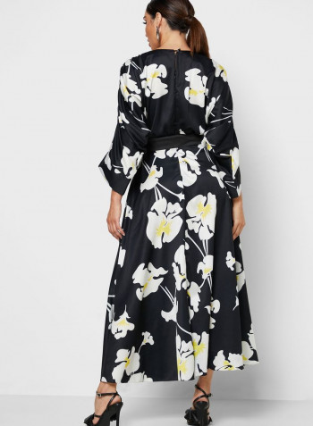 Printed Long Sleeve Maxi Dress Multicolour