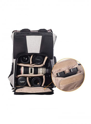 Backpack For Camera And Accessories With Tripod Holder Brown/Grey