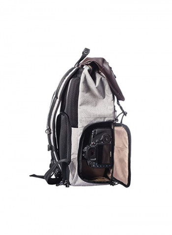 Backpack For Camera And Accessories With Tripod Holder Brown/Grey
