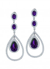 Silver Plated Brass Cubic Zirconia Studded Dangle Earrings