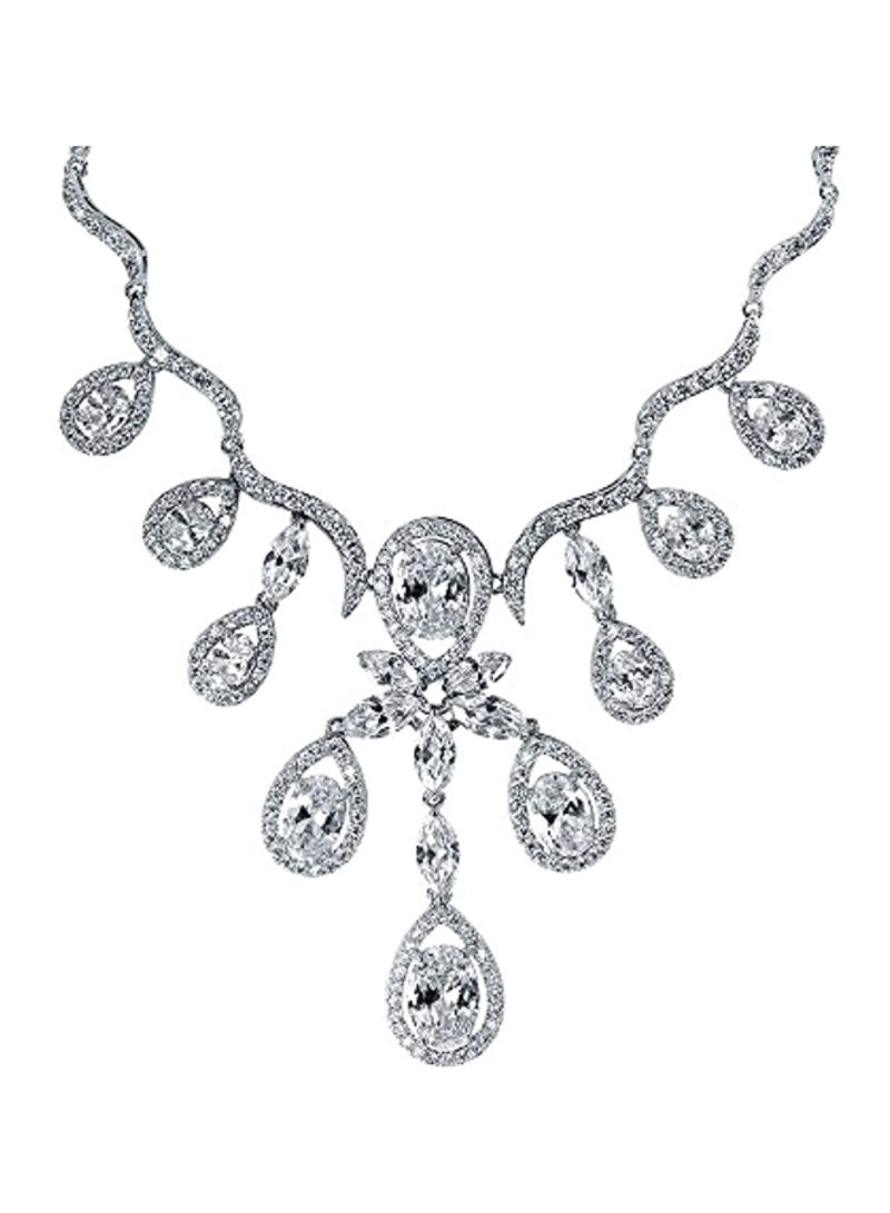Silver Plated Brass Cubic Zirconia Studded Necklace