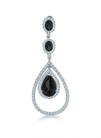 Silver Plated Brass Cubic Zirconia Studded Teardrop Earrings