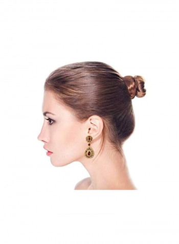 14K Gold Plated Cubic Zirconia Studded Chandelier Earrings