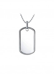 925 Sterling Silver Army Military Dog Tag Pendant Necklace