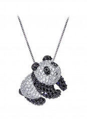Rhodium Plated Brass Cubic Zirconia Studded Pendant Necklace