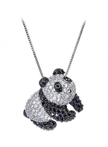 Rhodium Plated Brass Cubic Zirconia Studded Pendant Necklace
