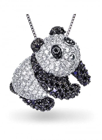 Rhodium Plated Brass Cubic Zirconia Studded Pendant Necklace
