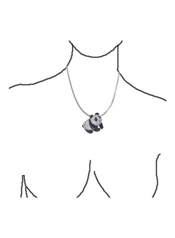 Rhodium Plated Brass Cubic Zirconia Studded Pendant Necklace