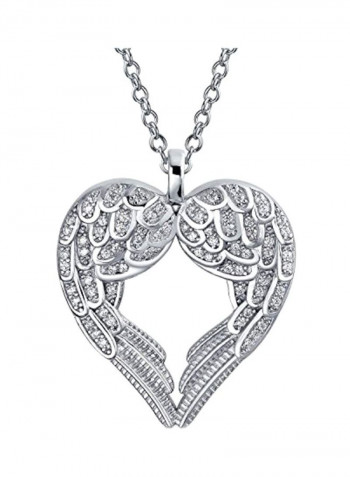 925 Sterling Silver Cubic Zirconia Studded Pendant Necklace