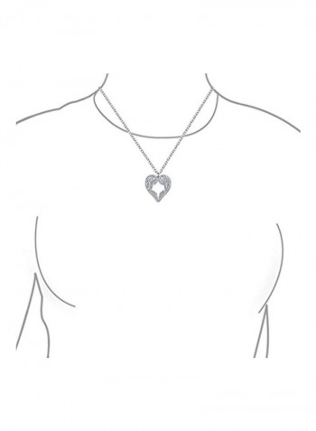 925 Sterling Silver Cubic Zirconia Studded Pendant Necklace
