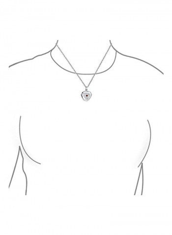 925 Sterling Silver Etched Carved Flower Heart Locket Pendant Necklace
