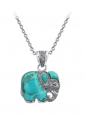 925 Sterling Silver Rhodolite Garnet And Turquoise Studded Elephant Pendant Necklace reviews 925 Sterling Silver Rhodolite Garnet And Turquoise Studded Elephant Pendant Necklace