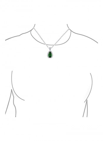 Rhodium Plated Brass Cubic Zirconia Studded Necklace And Earrings Set