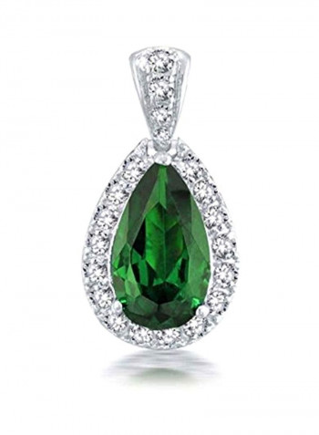 Rhodium Plated Brass Cubic Zirconia Studded Necklace And Earrings Set