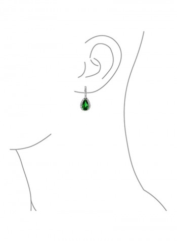 Rhodium Plated Brass Cubic Zirconia Studded Necklace And Earrings Set
