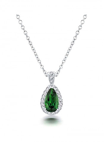 Rhodium Plated Brass Cubic Zirconia Studded Necklace And Earrings Set