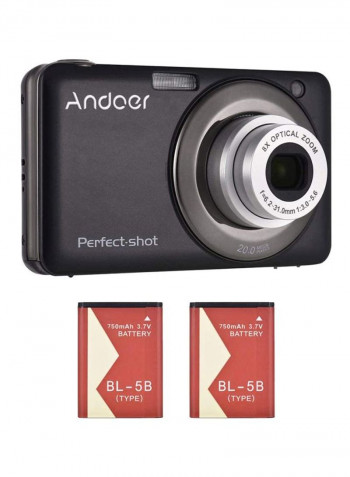 20MP HD Digital Camera Video with 2-Piece Rechargeable Batteries