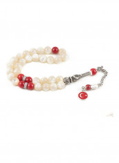 Mother of Pearl Prayer Beads with Sterling Silver components  Misbaha  Subha  Tasbih