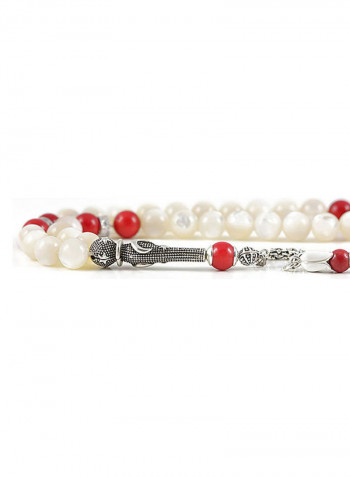 Mother of Pearl Prayer Beads with Sterling Silver components  Misbaha  Subha  Tasbih