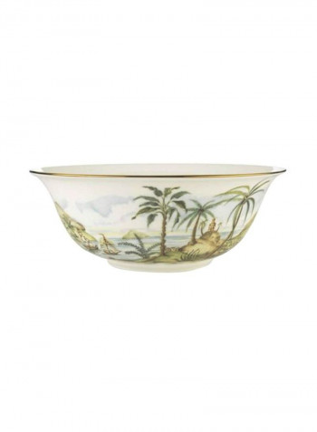 Bone China Serving Bowl White/Beige 9inch