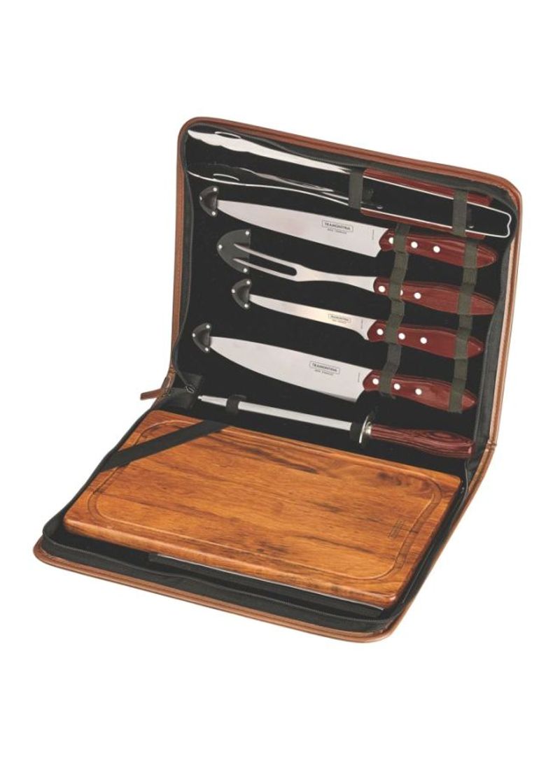 8-Piece Barbecue Tools Set Silver/Red