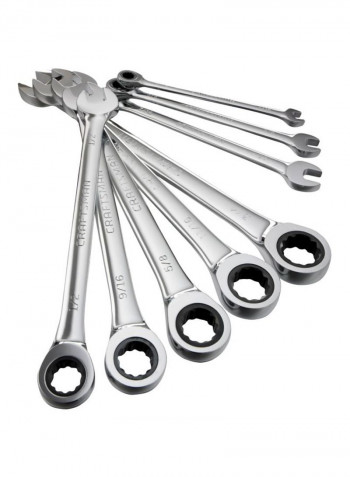 8-Piece Flat Ratcheting Wrench Set Silver 8, 10, 12, 13, 14, 15, 17, 18millimeter
