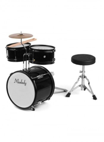 3-Piece Drum Kit Set With Cymbal Drum Sticks And Adjustable Stool