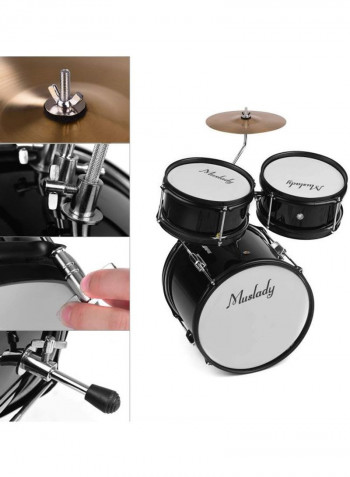 3-Piece Drum Kit Set With Cymbal Drum Sticks And Adjustable Stool