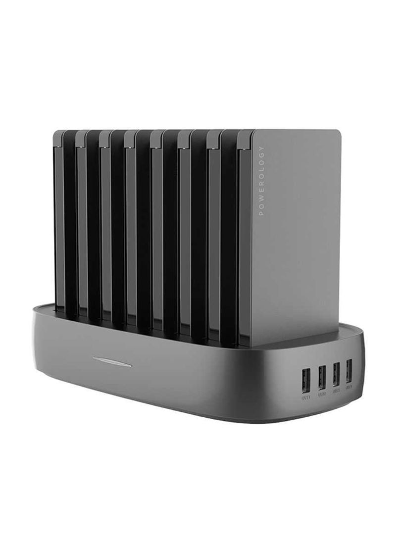 8-In-1 Power Station with Built-In Cable 8000mAh Black/Grey