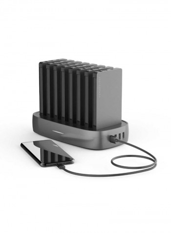 8-In-1 Power Station with Built-In Cable 8000mAh Black/Grey
